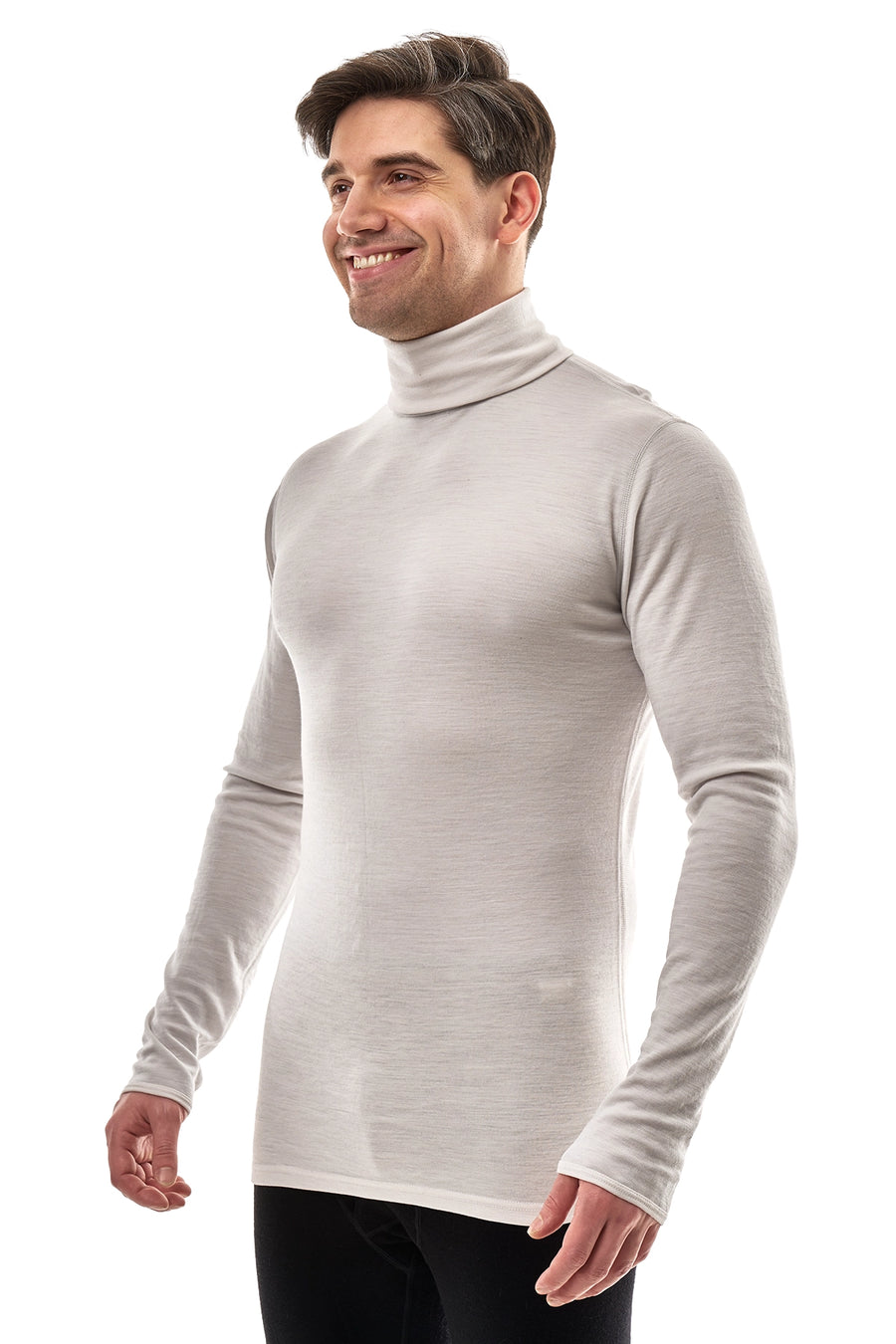 Men's Merino Turtleneck Long Sleeve 260 Light Grey High Neck — view 4