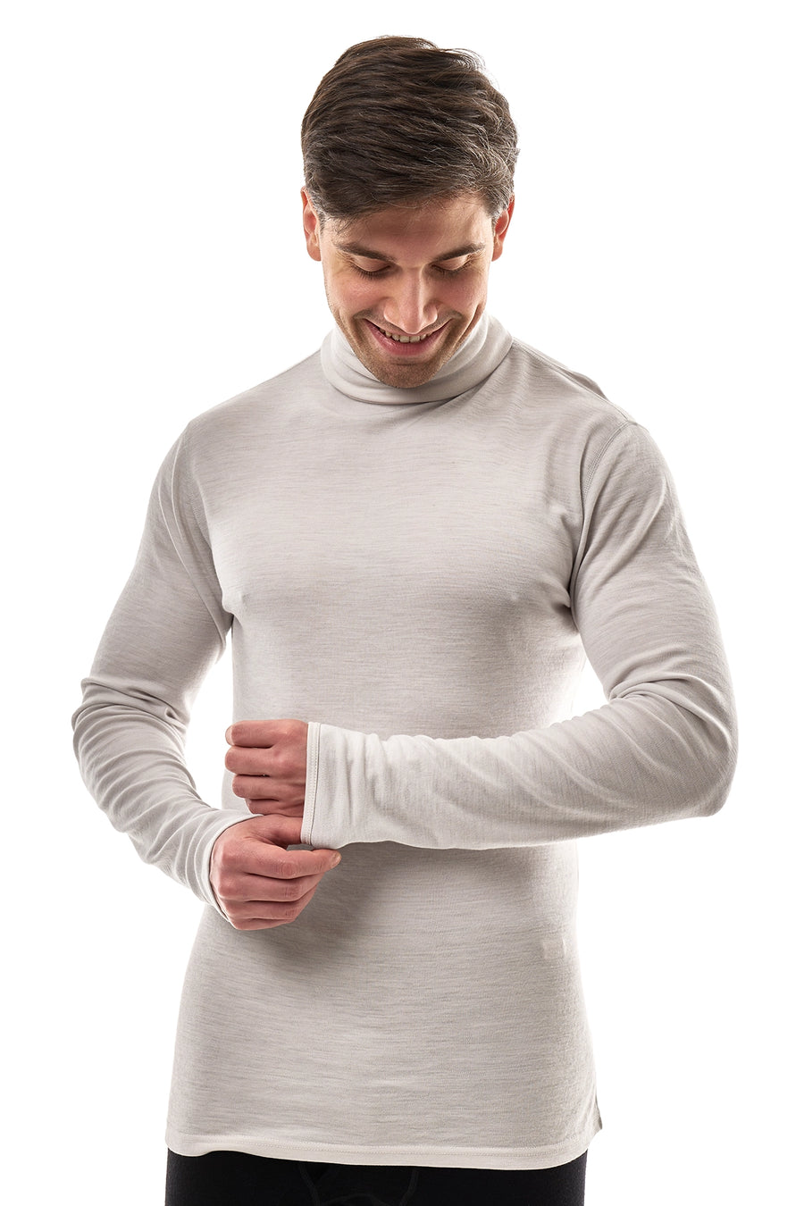 Men's Merino Turtleneck Long Sleeve 260 Light Grey High Neck — view 3