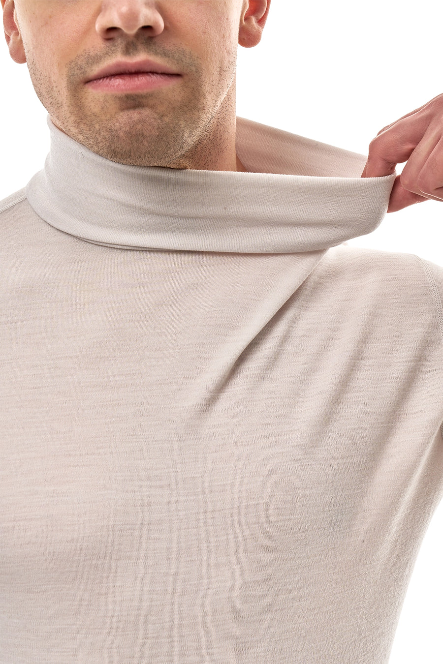 Men's Merino Turtleneck Long Sleeve 260 Light Grey High Neck — view 6