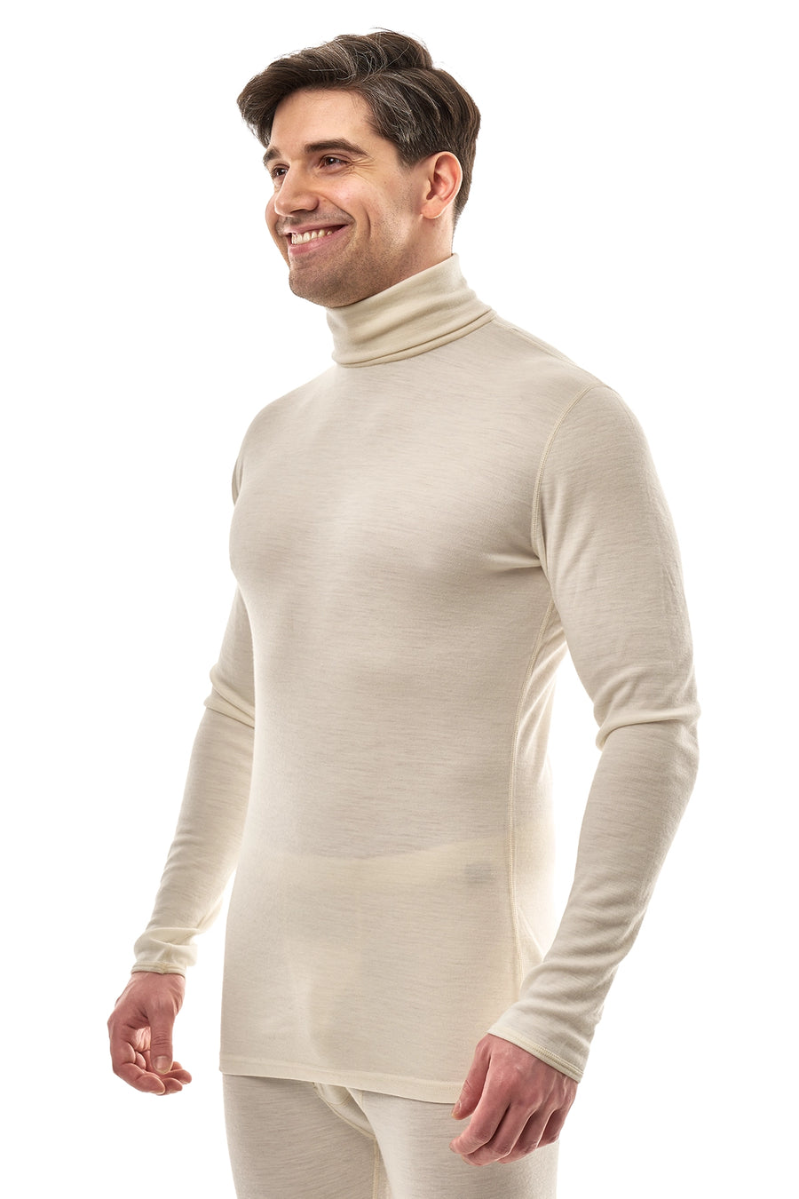 Men's Merino Turtleneck Long Sleeve 260 Natural White High Neck — view 4