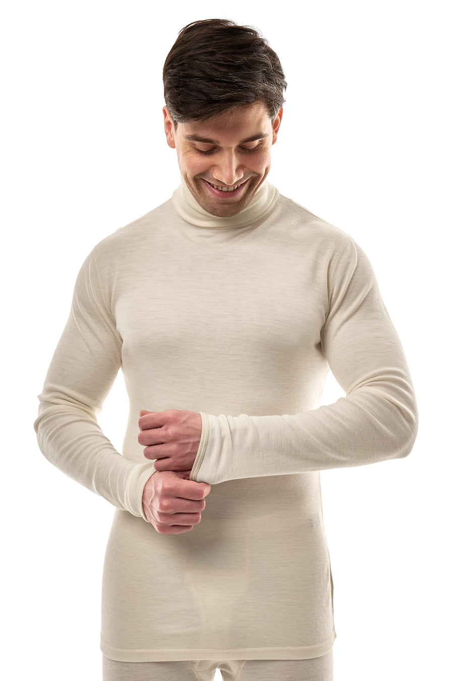 Men's Merino Turtleneck Long Sleeve 260 Natural White High Neck — view 3