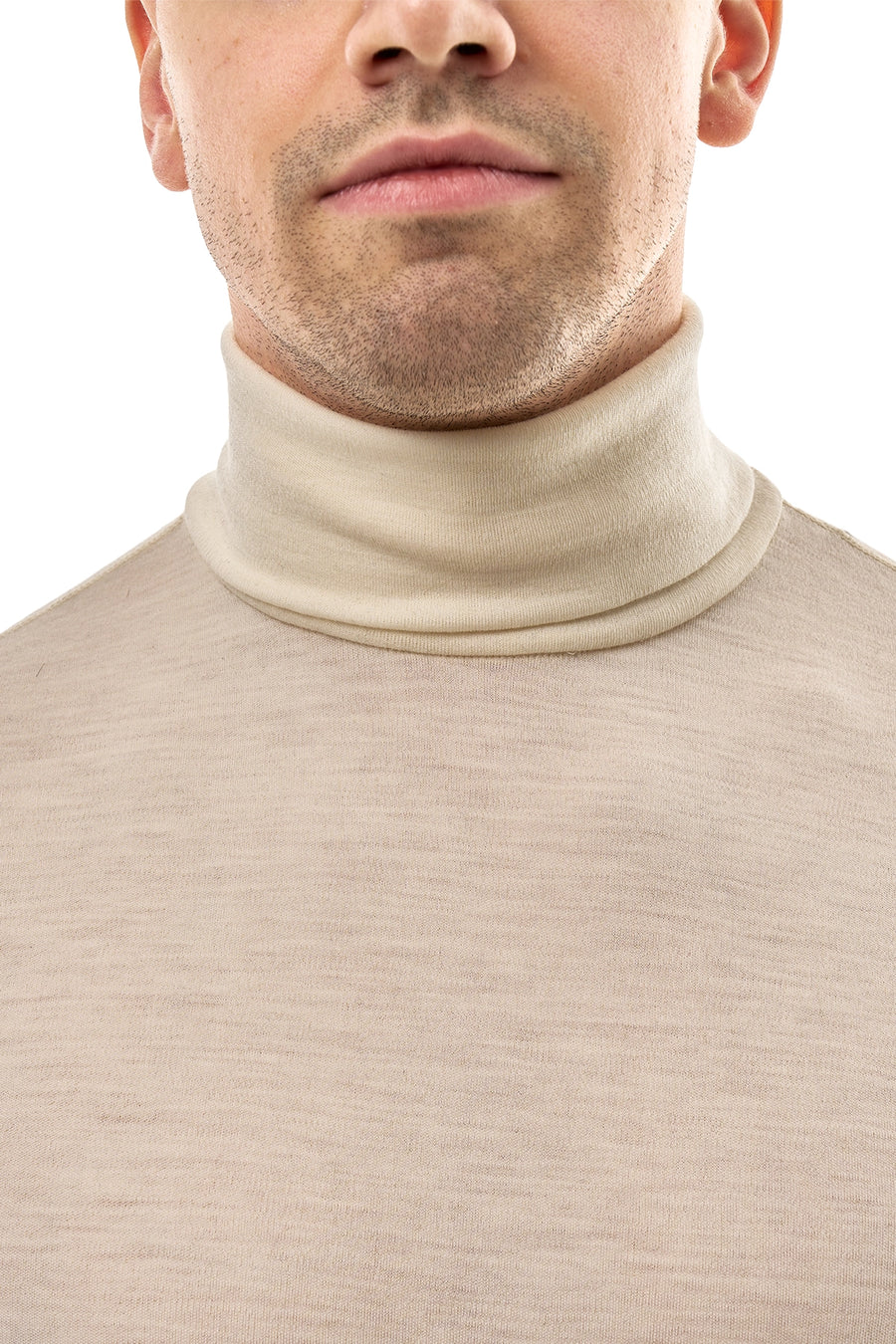 Men's Merino Turtleneck Long Sleeve 260 Natural White High Neck — view 5