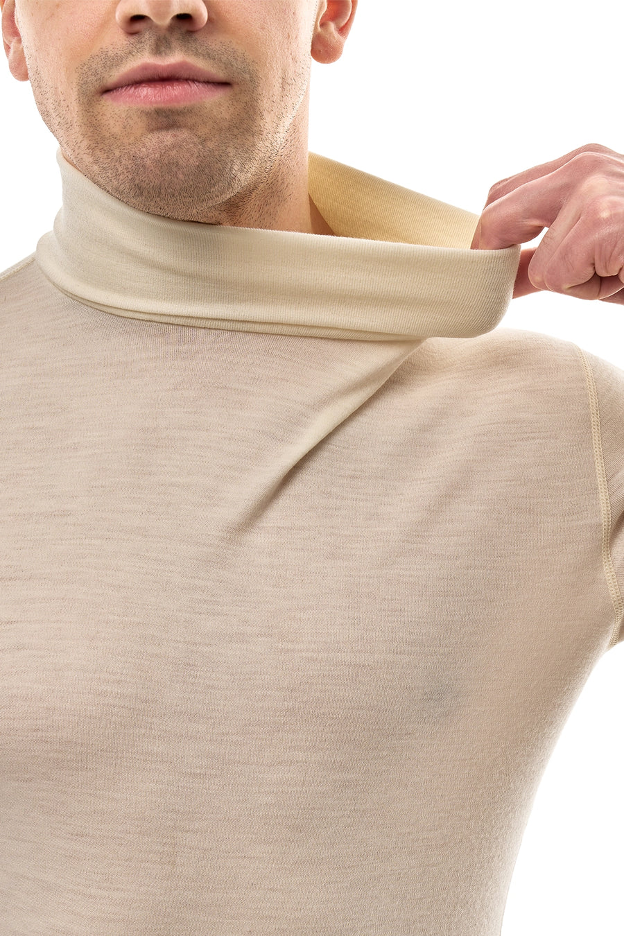 Men's Merino Turtleneck Long Sleeve 260 Natural White High Neck — view 6