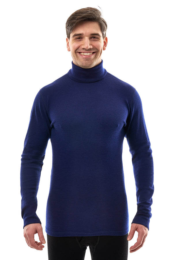 Men's Merino Turtleneck Long Sleeve 260 Navy High Neck