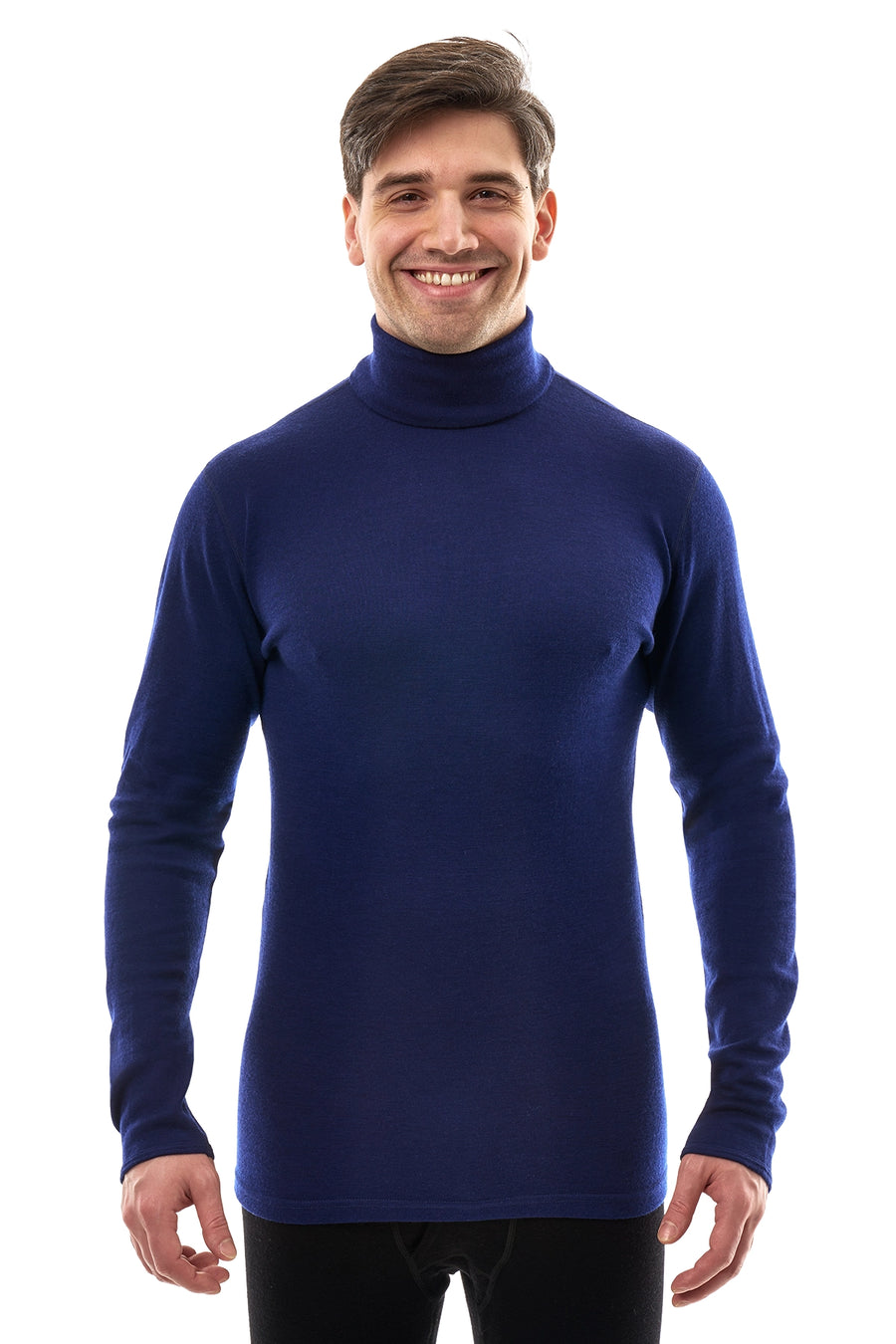 Men's Merino Turtleneck Long Sleeve 260 Navy High Neck