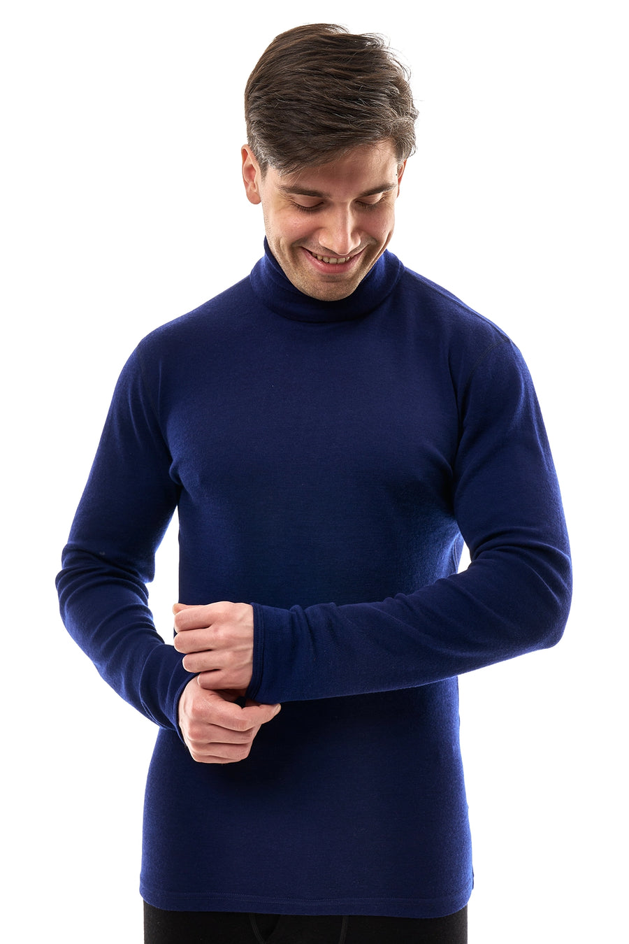 Men's Merino Turtleneck Long Sleeve 260 Navy High Neck — view 3