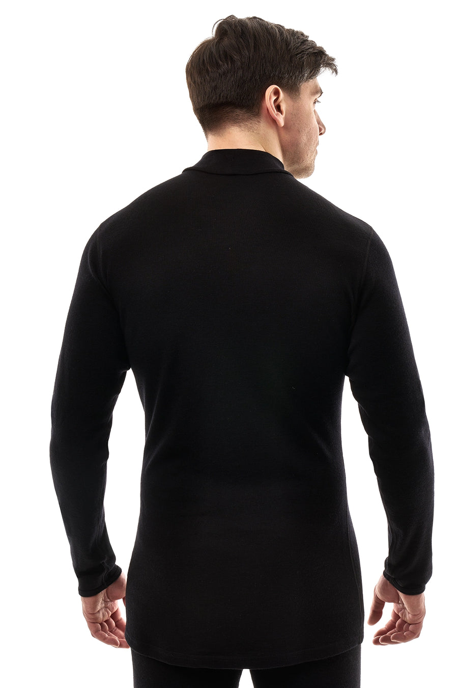 Men's Merino Turtleneck Long Sleeve 260 Black Low Neck — view 2