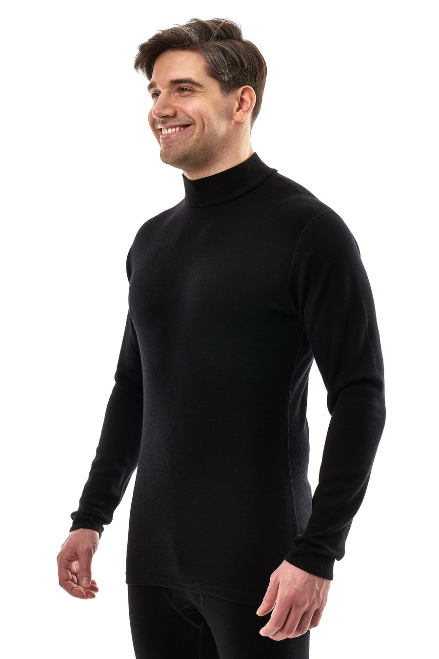 Men's Merino Turtleneck Long Sleeve 260 Black Low Neck — view 4