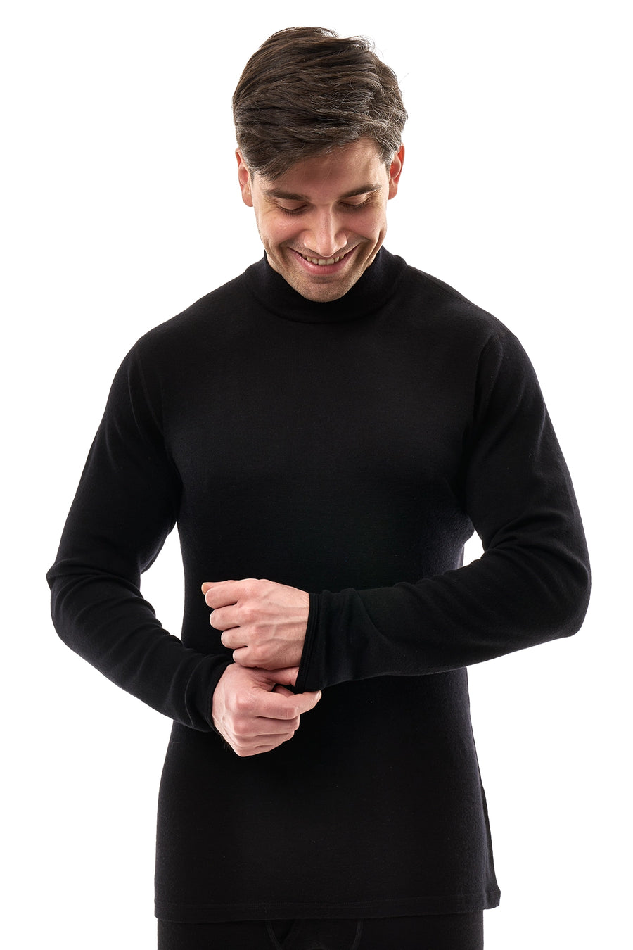 Men's Merino Turtleneck Long Sleeve 260 Black Low Neck — view 3