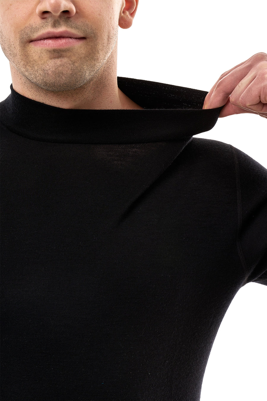 Men's Merino Turtleneck Long Sleeve 260 Black Low Neck — view 6