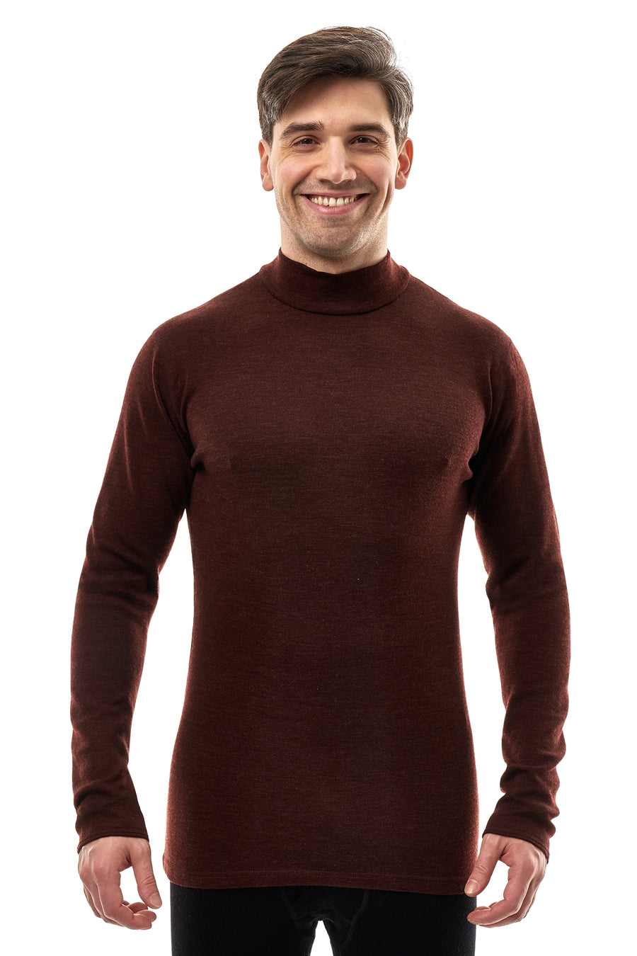 Men's Merino Turtleneck Long Sleeve 260 Bordo Low Neck