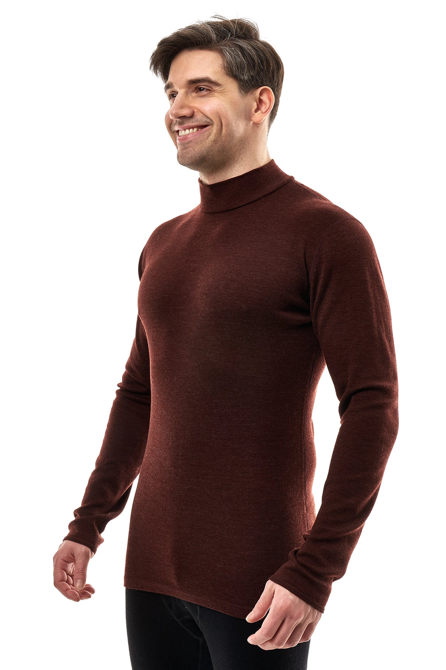 Men's Merino Turtleneck Long Sleeve 260 Bordo Low Neck — view 4