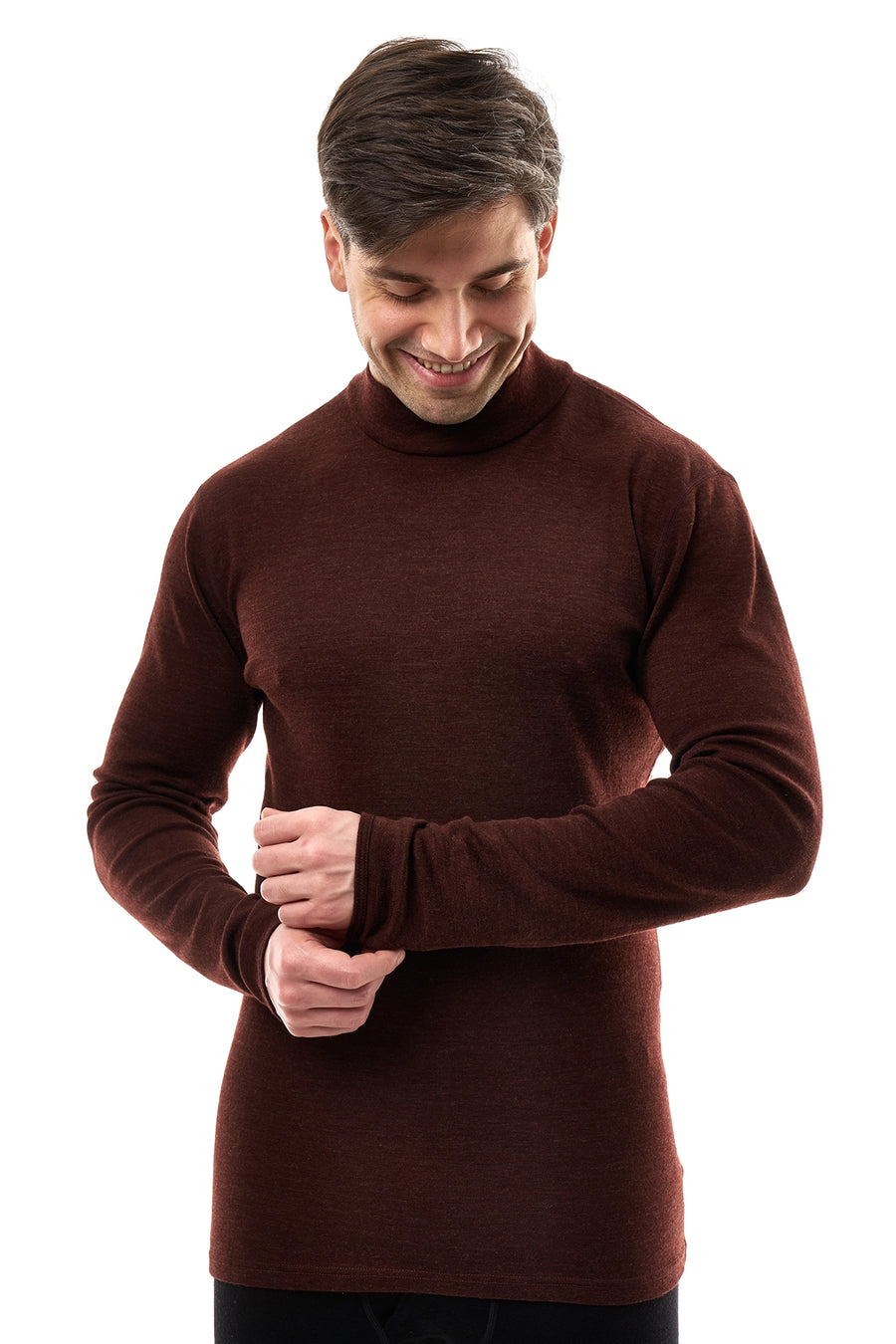Men's Merino Turtleneck Long Sleeve 260 Bordo Low Neck — view 3