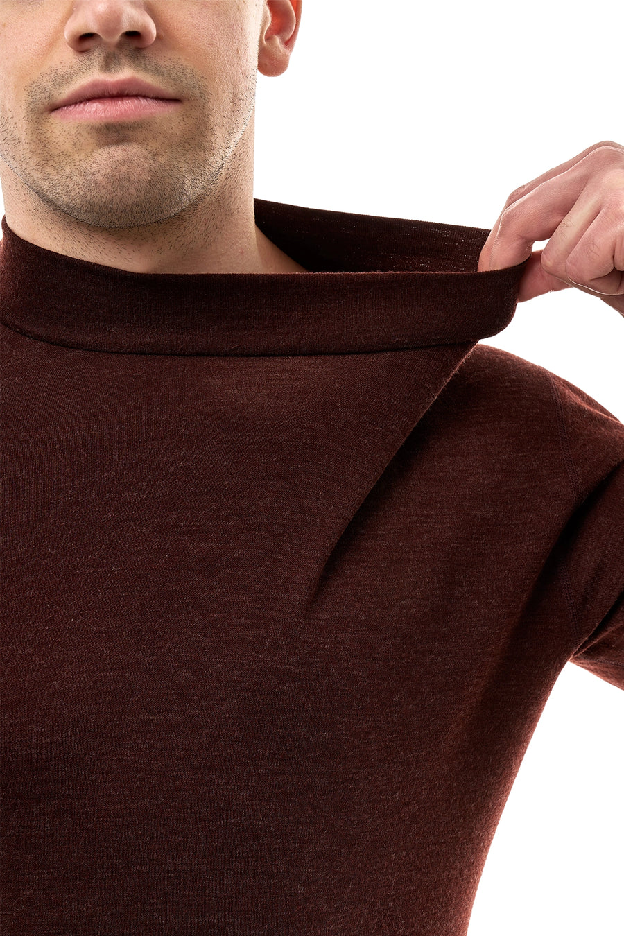 Men's Merino Turtleneck Long Sleeve 260 Bordo Low Neck — view 6