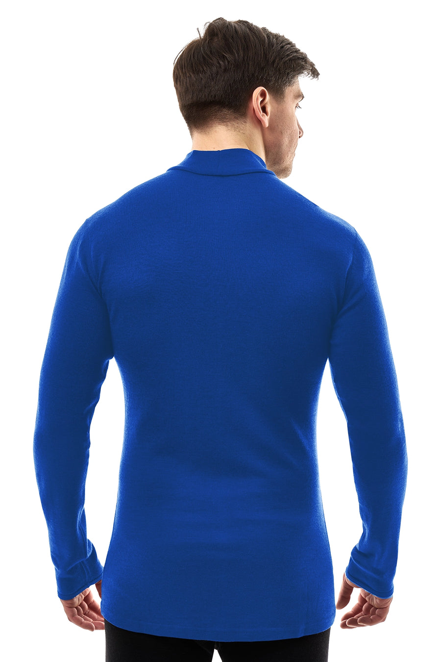 Men's Merino Turtleneck Long Sleeve 260 Cobalt Blue Low Neck — view 2