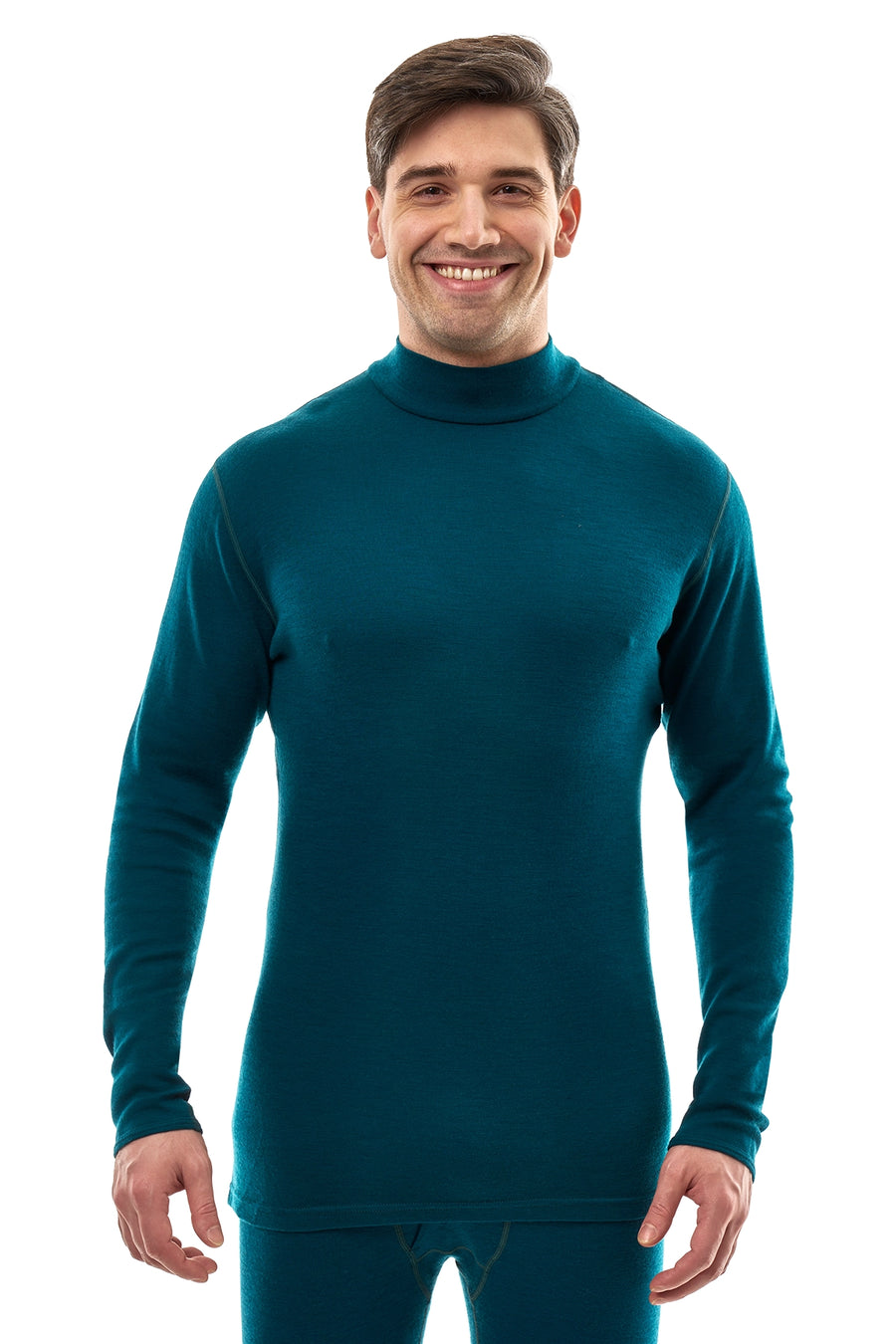 Men's Merino Turtleneck Long Sleeve 260 Deep Teal Low Neck