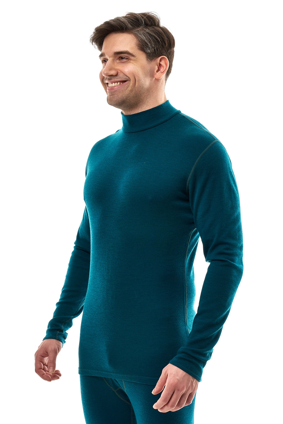 Men's Merino Turtleneck Long Sleeve 260 Deep Teal Low Neck — view 4