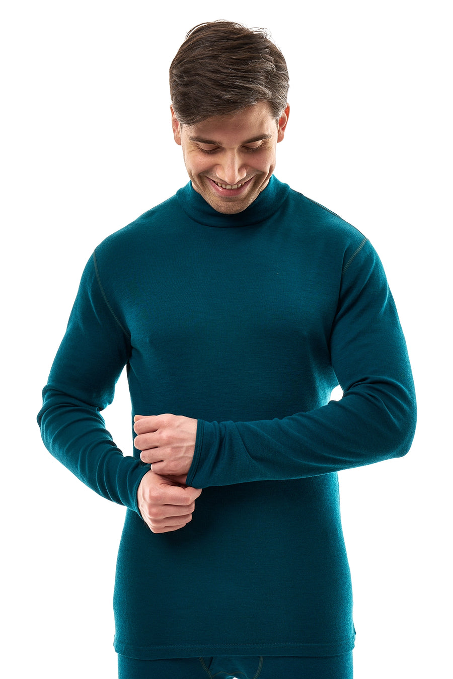 Men's Merino Turtleneck Long Sleeve 260 Deep Teal Low Neck — view 3