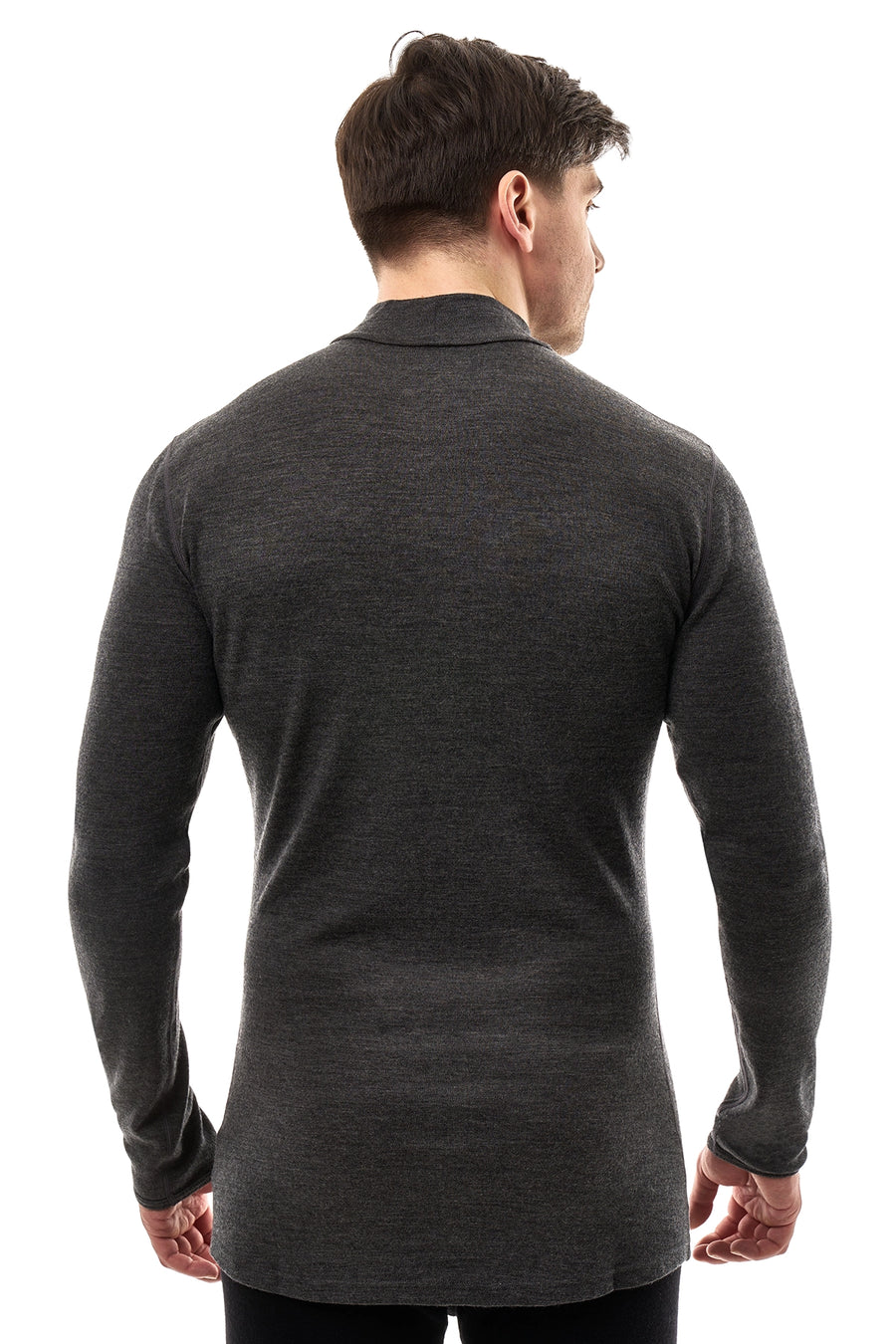 Men's Merino Turtleneck Long Sleeve 260 Heathered Black Low Neck — view 2