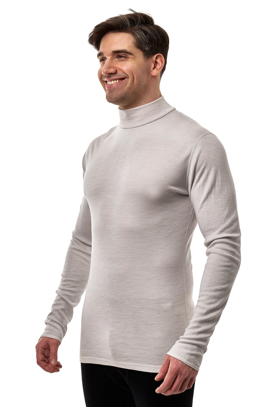 Men's Merino Turtleneck Long Sleeve 260 Light Grey Low Neck — view 4