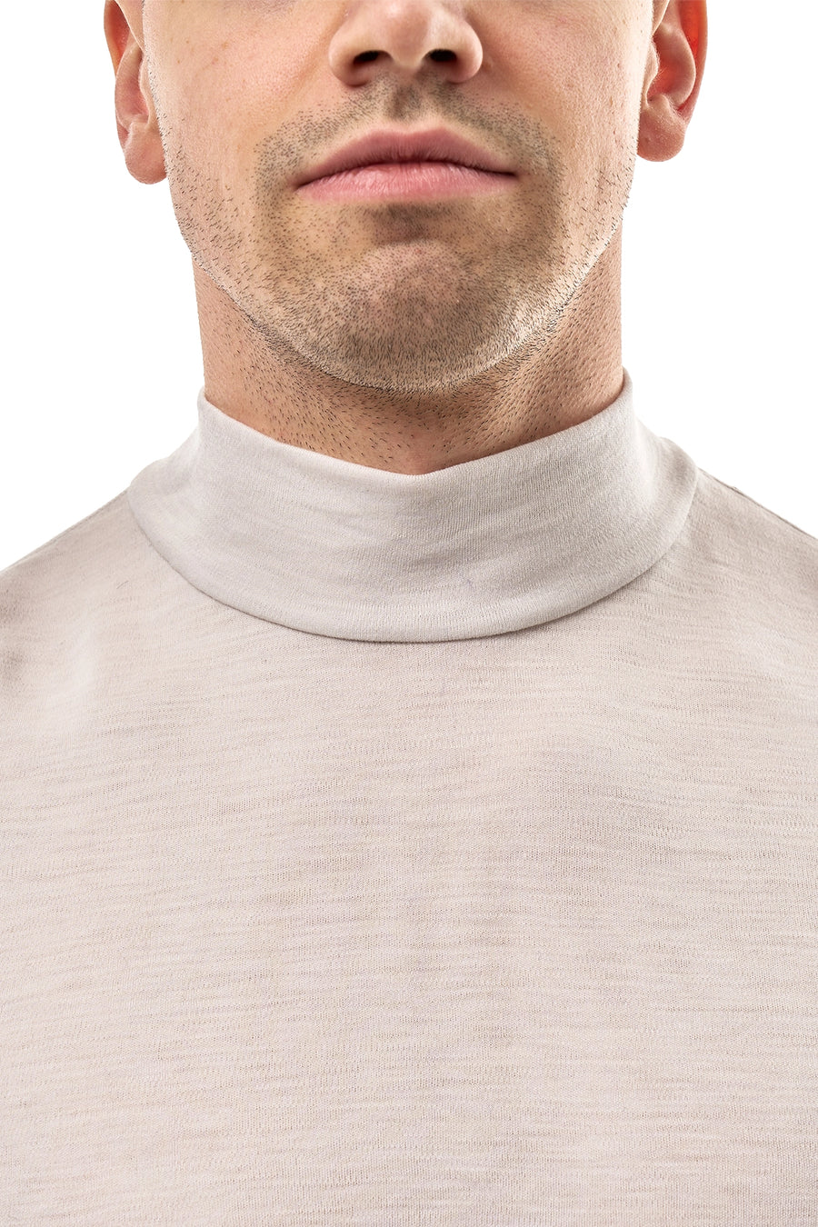 Men's Merino Turtleneck Long Sleeve 260 Light Grey Low Neck — view 5