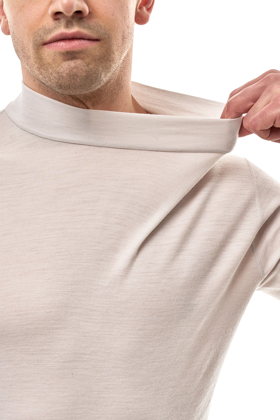 Men's Merino Turtleneck Long Sleeve 260 Light Grey Low Neck — view 6