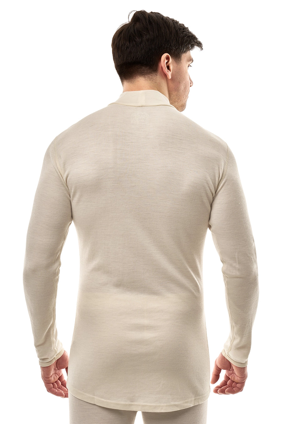 Men's Merino Turtleneck Long Sleeve 260 Natural White Low Neck — view 2