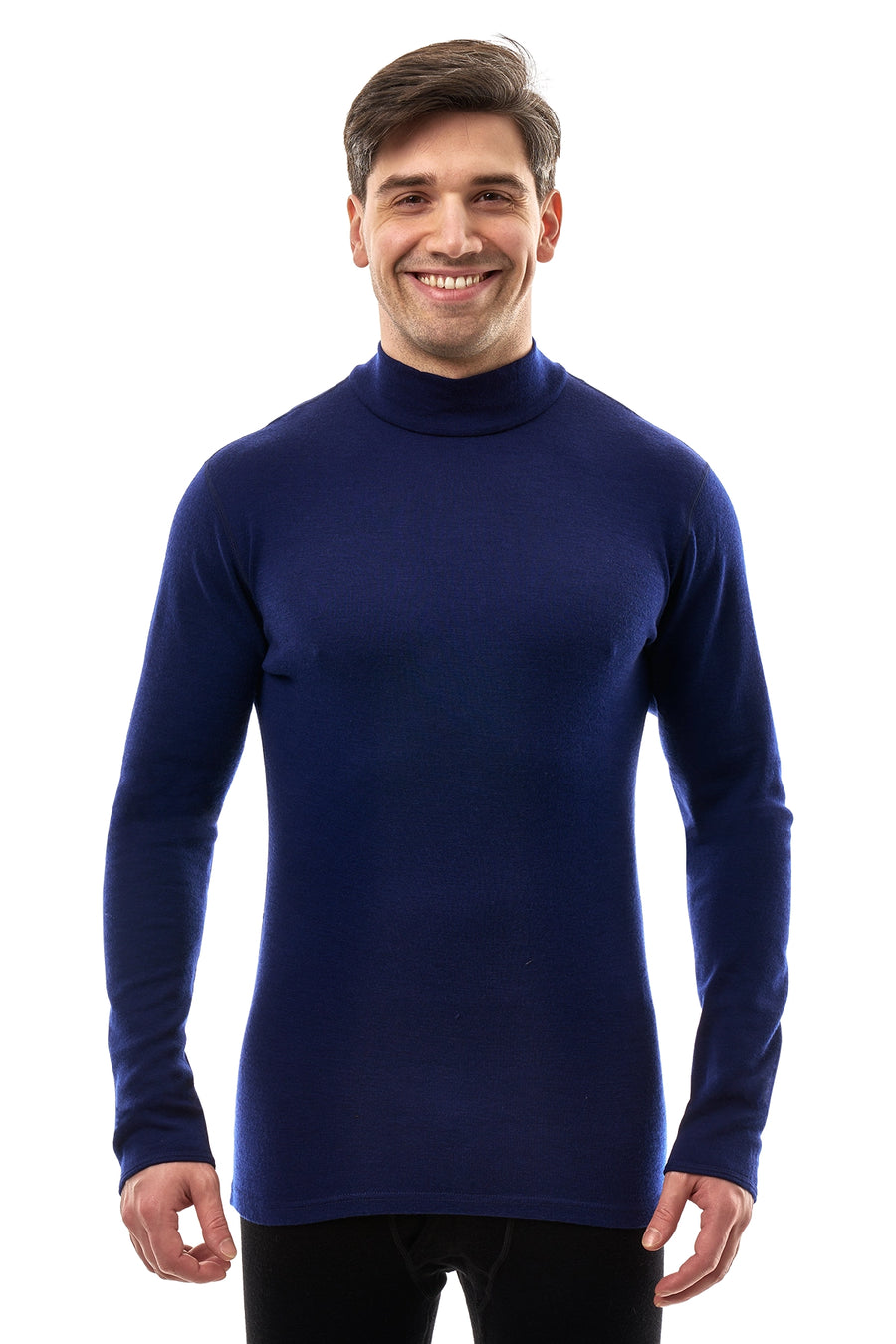 Men's Merino Turtleneck Long Sleeve 260 Navy Low Neck