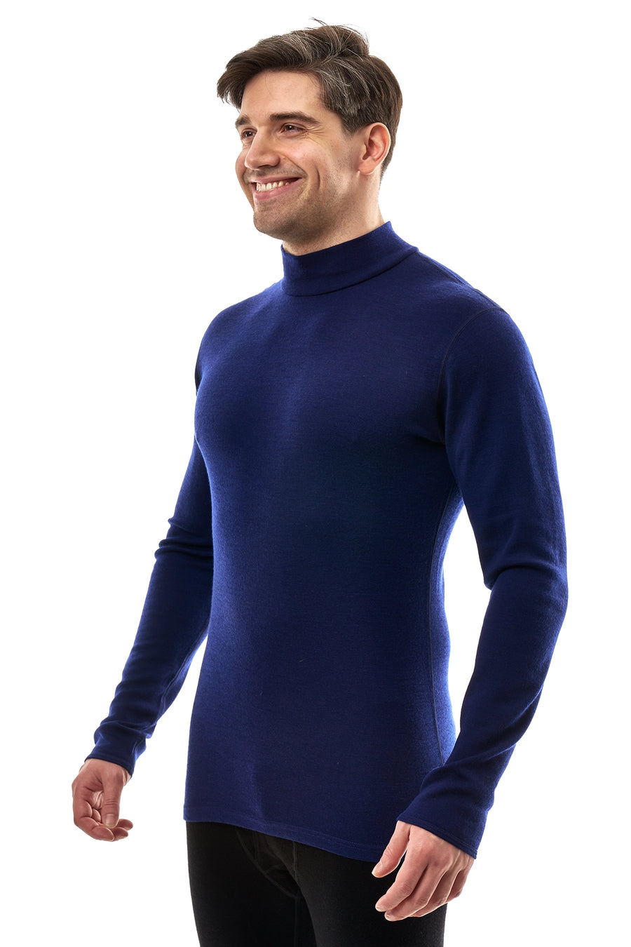 Men's Merino Turtleneck Long Sleeve 260 Navy Low Neck — view 4
