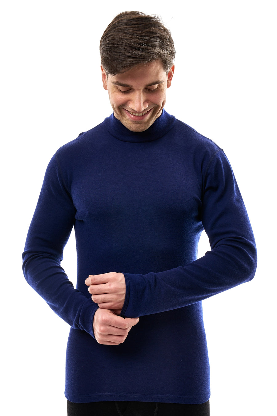Men's Merino Turtleneck Long Sleeve 260 Navy Low Neck — view 3