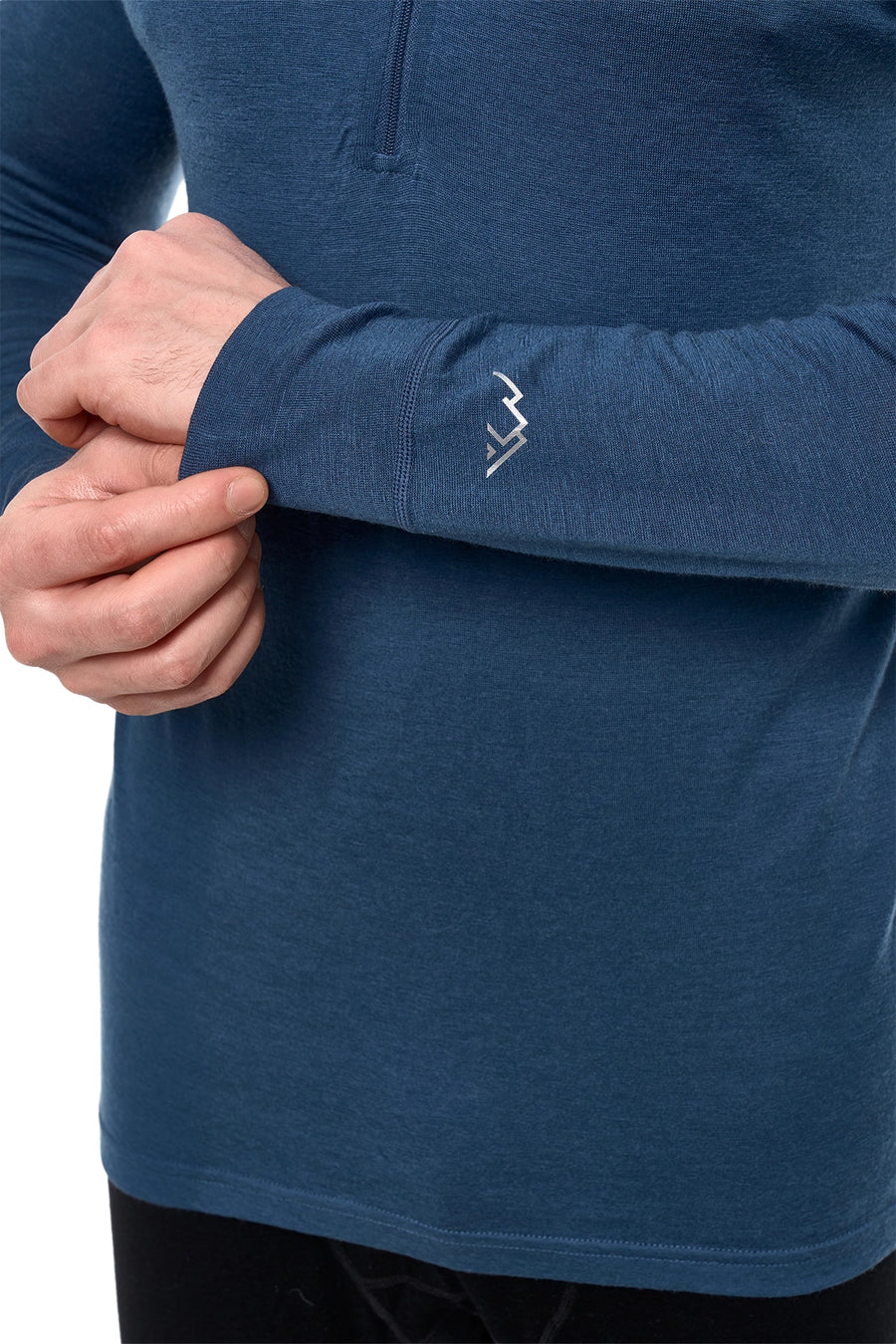 Men's Merino Half Zip Long Sleeve 165 Denim Blue — view 5
