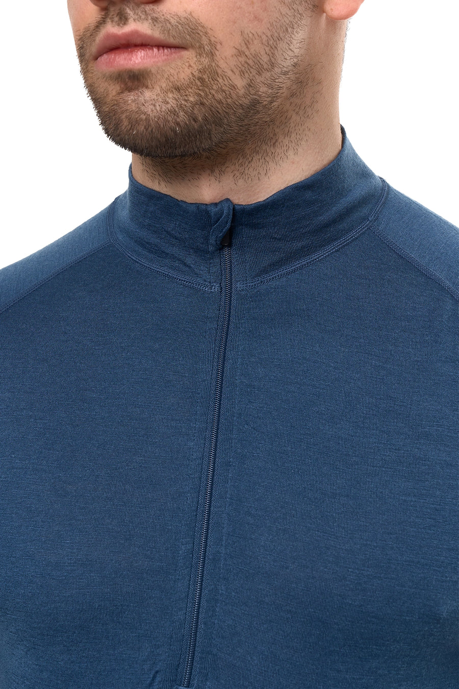 Men's Merino Half Zip Long Sleeve 165 Denim Blue — view 6