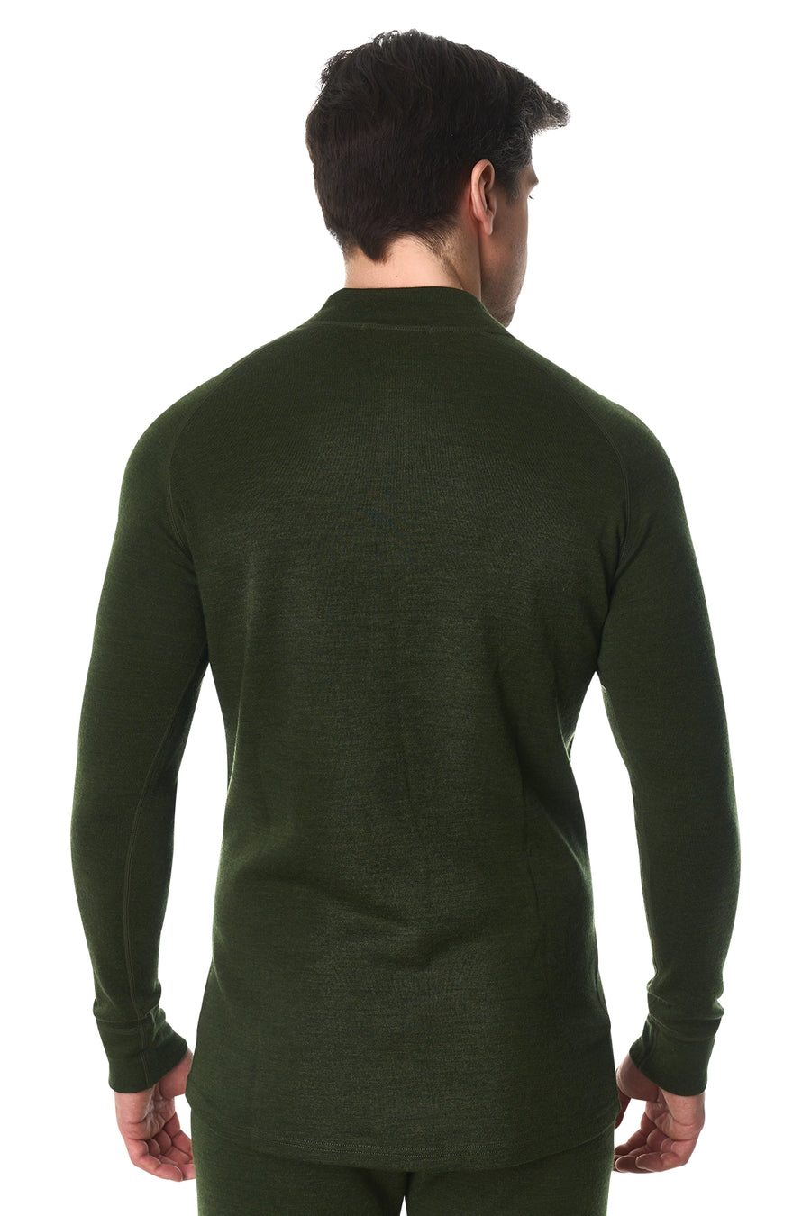 Men's Merino Half Zip Long Sleeve 320 Army Green — view 5