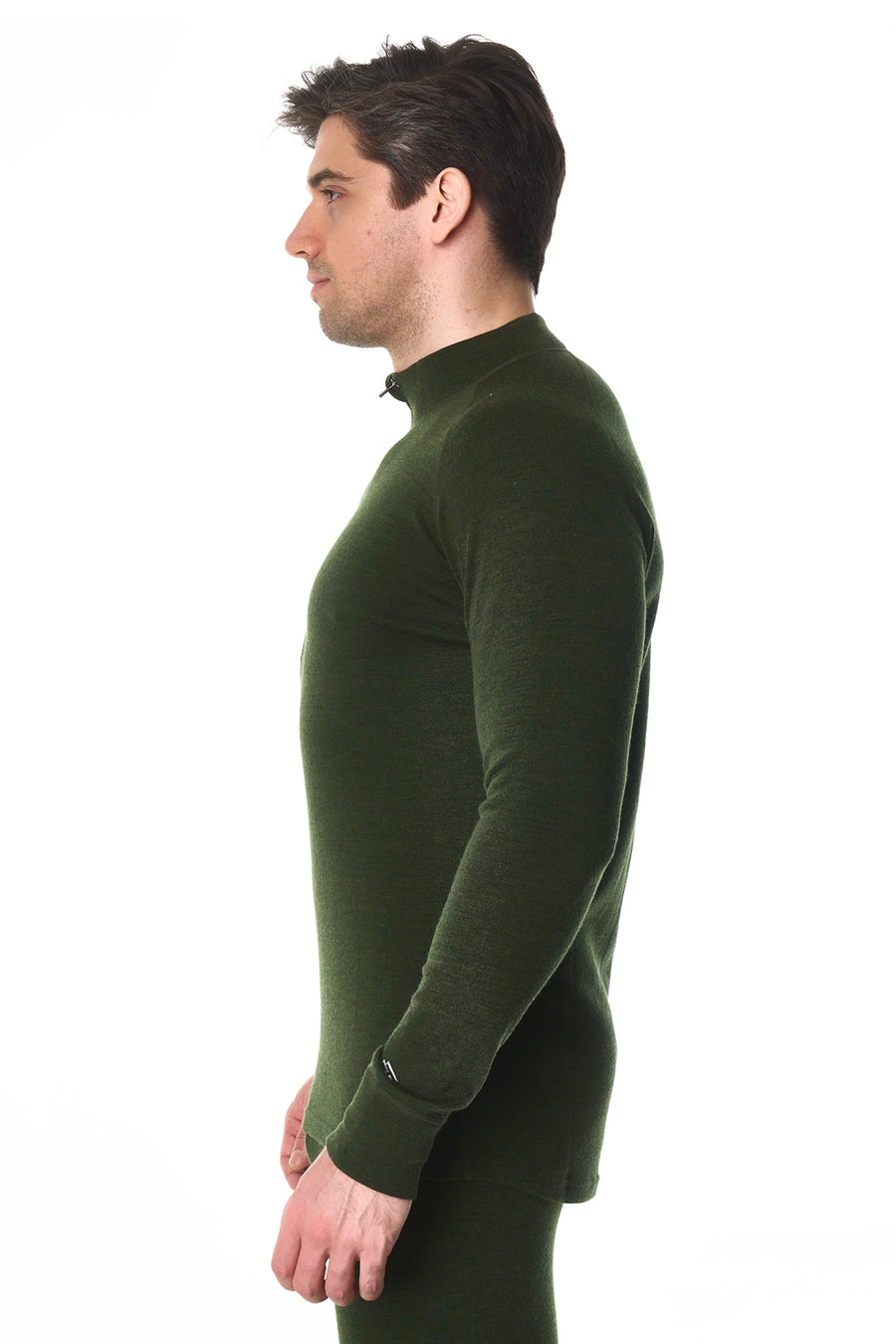 Men's Merino Half Zip Long Sleeve 320 Army Green — view 4