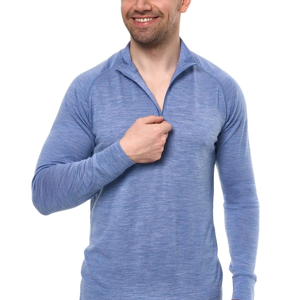 Men’s Merino Half Zip 165 – Deep Blue Soft Thermal Top – Merino.tech