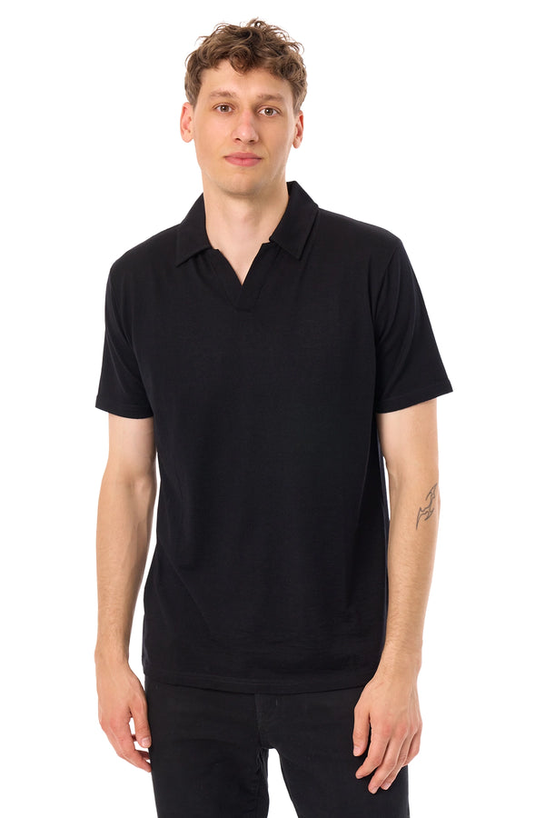 Men's Merino Polo 180 Black Open Collar
