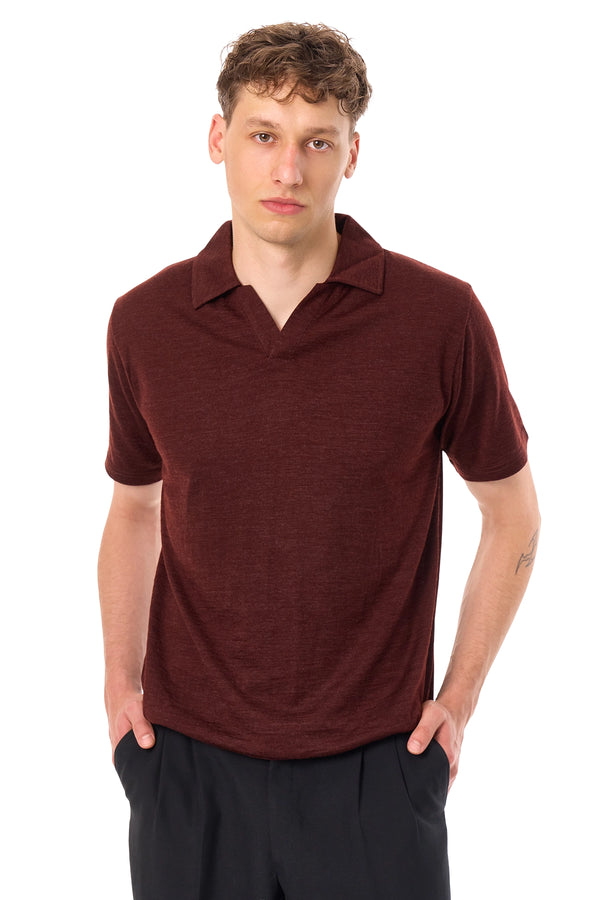 Men's Merino Polo 180 Bordo Open Collar
