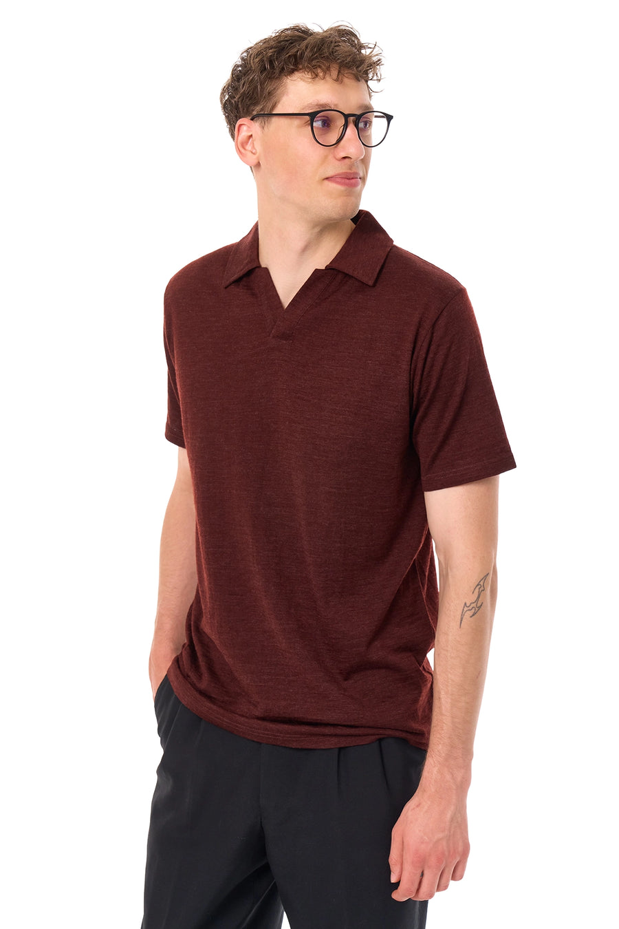 Men's Merino Polo 180 Bordo Open Collar — view 3