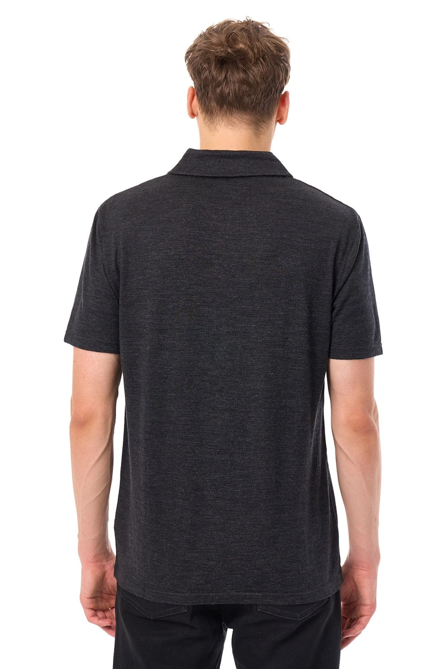 Men's Merino Polo 180 Charcoal Grey Open Collar — view 2