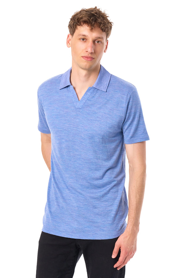 Men's Merino Polo 180 Deep Blue Open Collar