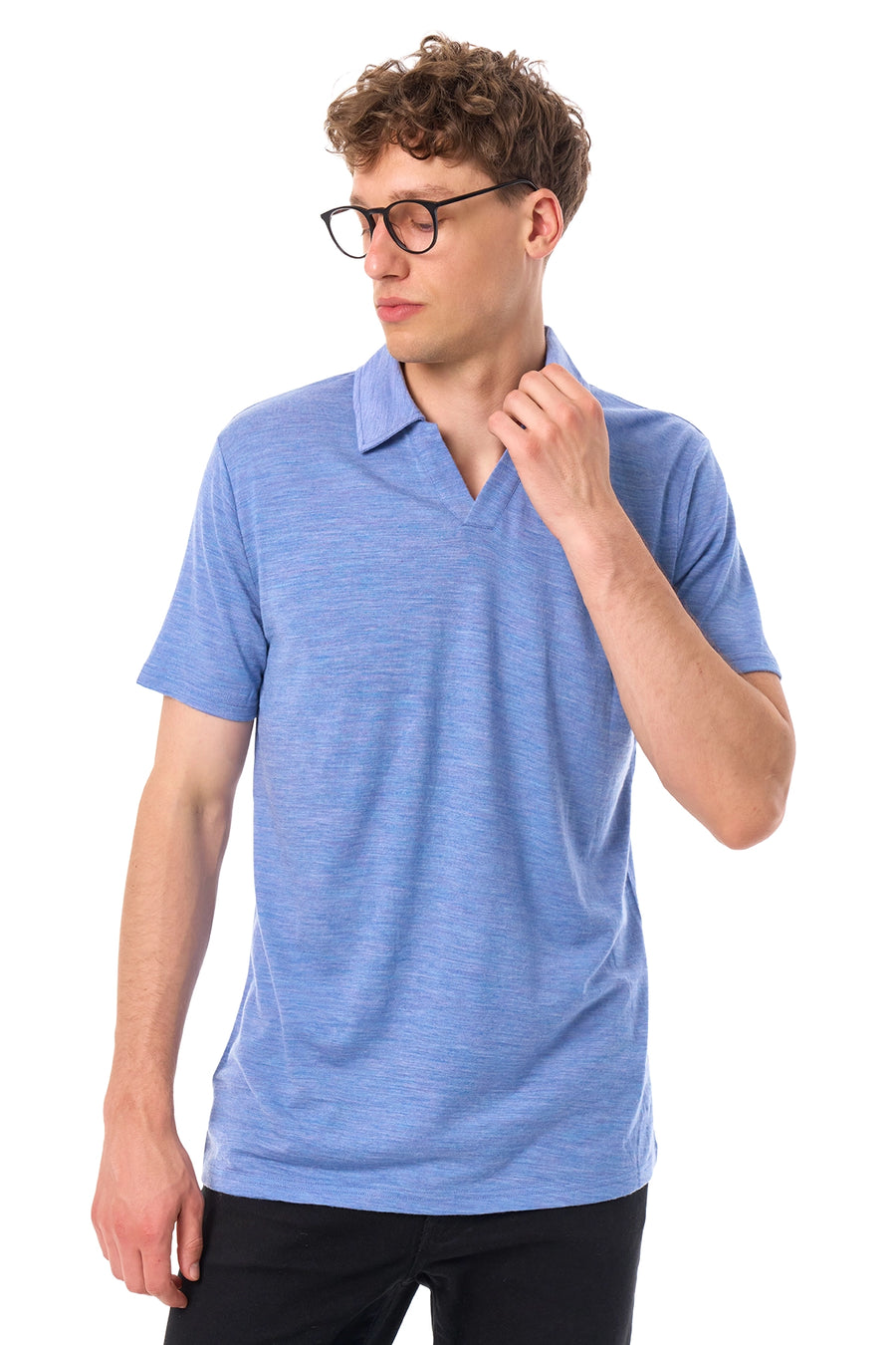 Men's Merino Polo 180 Deep Blue Open Collar — view 3