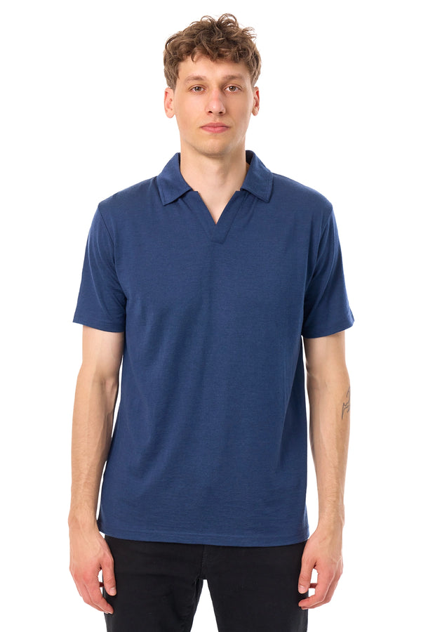 Men's Merino Polo 180 Navy Open Collar