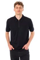 Men's Merino Half Zip Polo Black — view 3