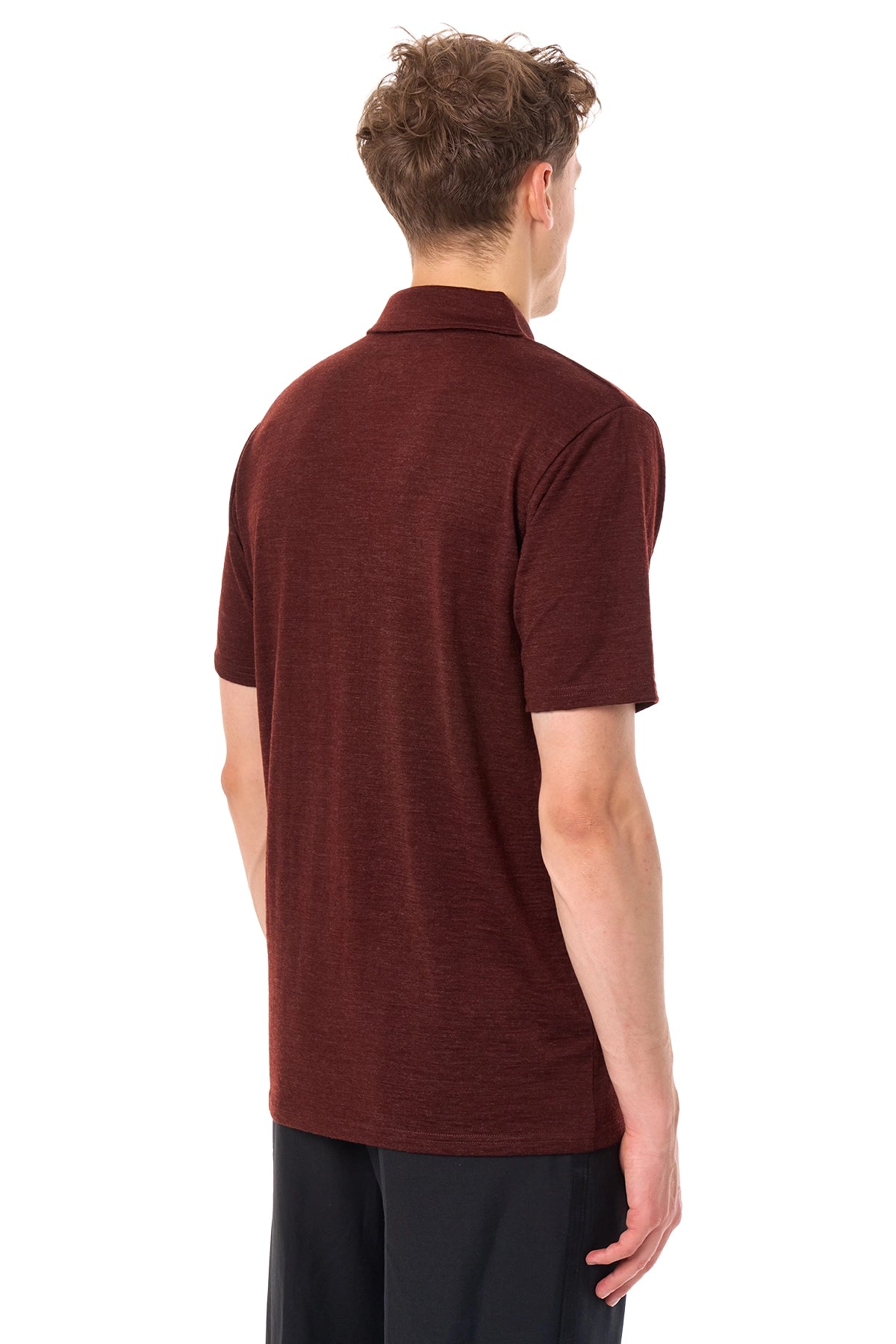 Men's Merino Half Zip Polo Bordo — view 5