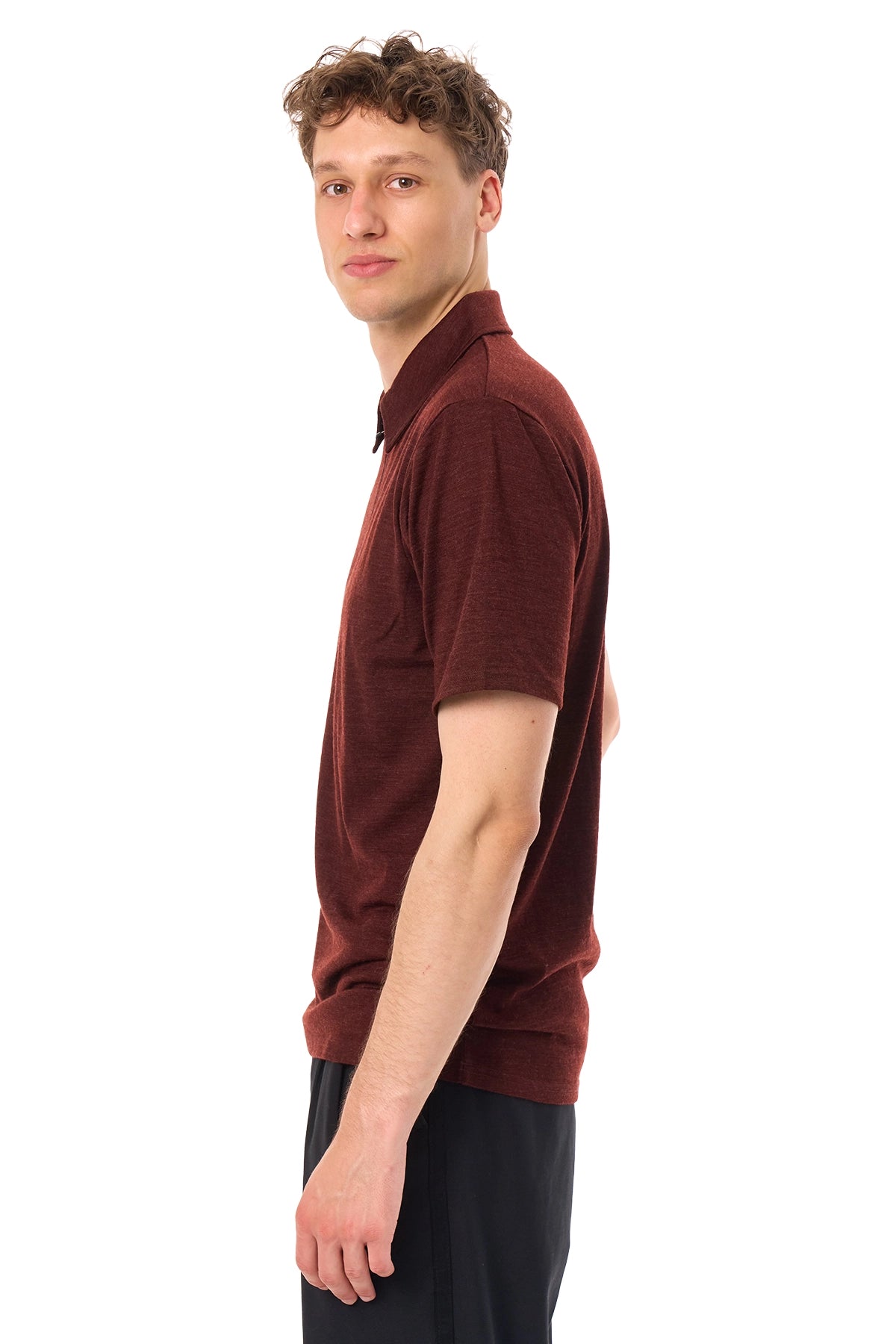 Men's Merino Half Zip Polo Bordo — view 4