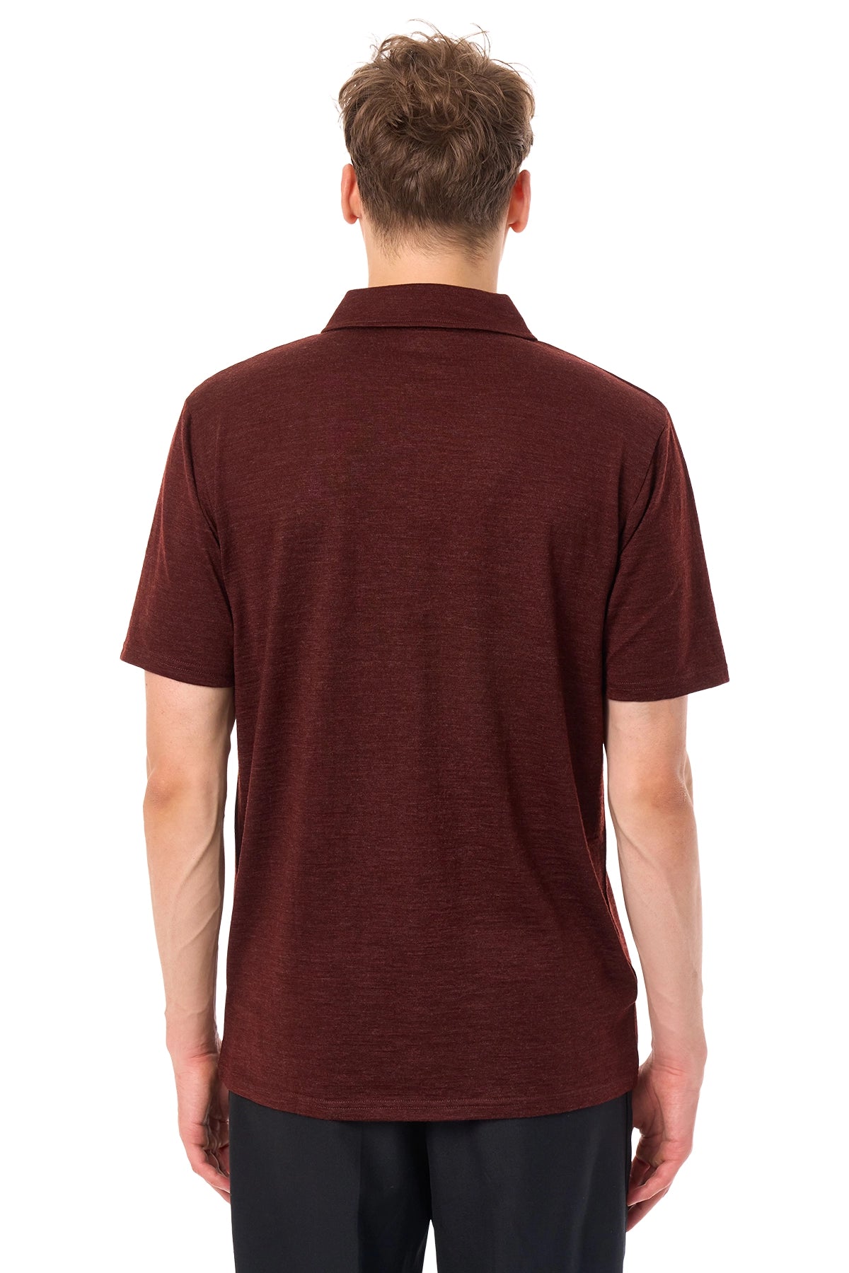 Men's Merino Half Zip Polo Bordo — view 2