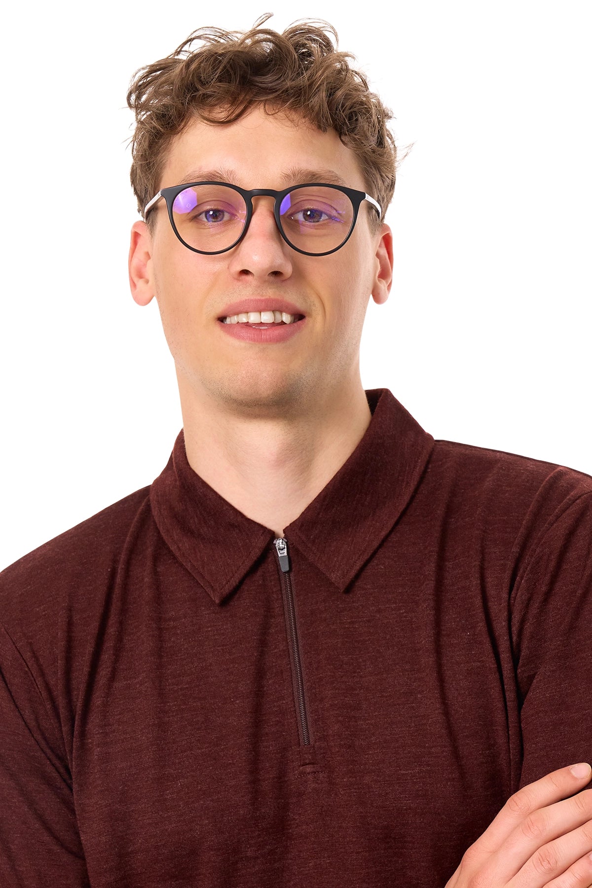 Men's Merino Half Zip Polo Bordo — view 6