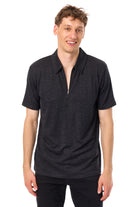 Men's Merino Half Zip Polo Charcoal Grey — view 4