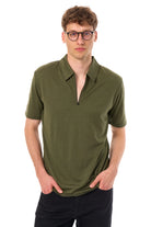 Men's Merino Half Zip Polo Dark Olive
