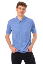 Men's Merino Half Zip Polo Deep Blue — view 3